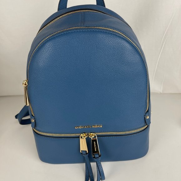 New Michael Kors Rhea Medium Leather Backpack - Picture 2 of 9